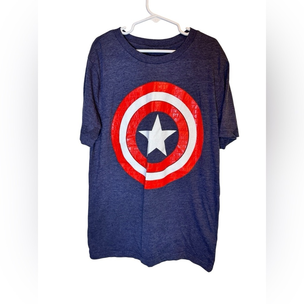 💥Marvel Captain America Shield Navy T-Shirt Kids Large - Picture 1 of 3